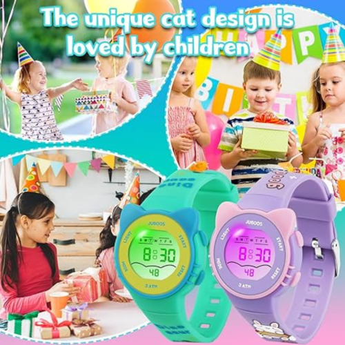 Kid's Digital Watch for Boys and Girls, Waterproof LCD Digital Sports Kids Watch with 7 Color LED Lights, Stopwatch, Alarm, Suitable for 4-12