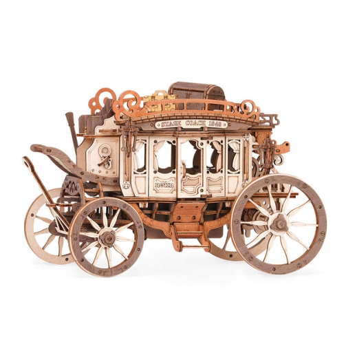 TRADEOPIA  Rokr Stagecoach Mechanical Music Box 3D Wooden Puzzle