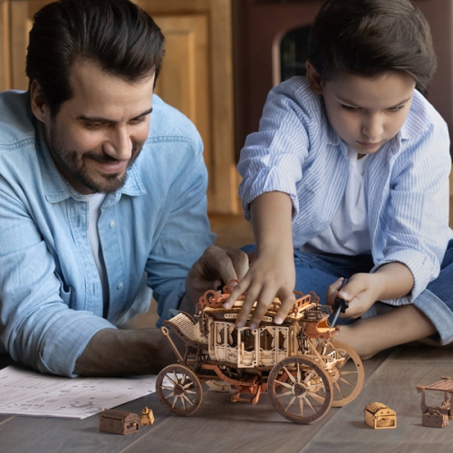 ROKR Stagecoach Mechanical Music Box 3D Wooden Puzzle