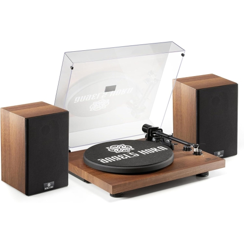 Hi-Fi Bluetooth Vinyl Record Player with Stereo Bookshelf Speakers, Belt-Drive 2-Speed Turntable, Built-in Phono Preamp, Adjustable Counterweight, AT