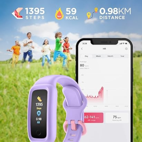 Vigor 2 Fitness Tracker Watch for Kids Girls Boys Ages 5-12, Activity Tracker, Pedometer, Heart Rate Sleep Monitor, IP68 Waterproof Calorie Step