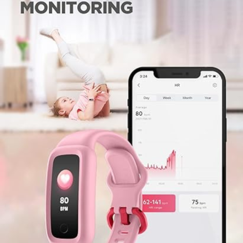 Vigor 2 Fitness Tracker Watch for Kids Girls Boys Ages 5-12, Activity Tracker, Pedometer, Heart Rate Sleep Monitor, IP68 Waterproof Calorie Step