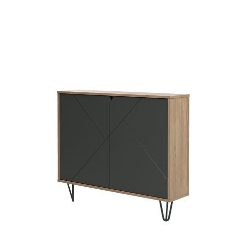 Image 1 of 5.. Nexera Slim 2-Door Storage Accent Cabinet, Floating And Wall Mount Bar