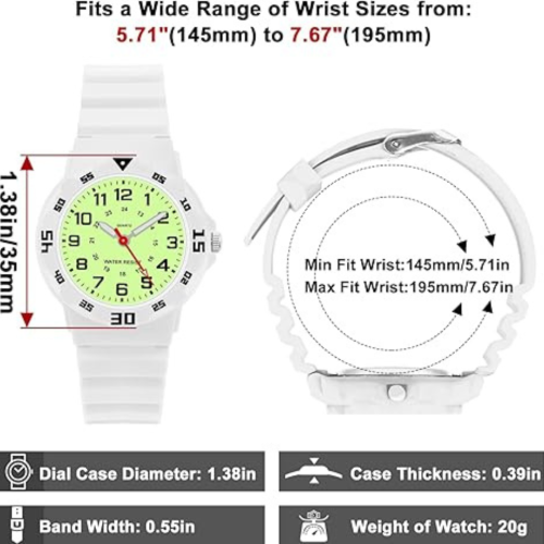 SOCICO Children Analog Watch Waterproof Time Teaching Easy to Read for Ages 4-12 Kids Boys Girls Watch Soft Band Wrist Watch Christmas Gift for Kids