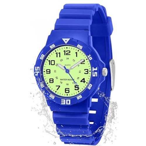 SOCICO Children Analog Watch Waterproof Time Teaching Easy to Read for Ages 4-12 Kids Boys Girls Watch Soft Band Wrist Watch Christmas Gift for Kids