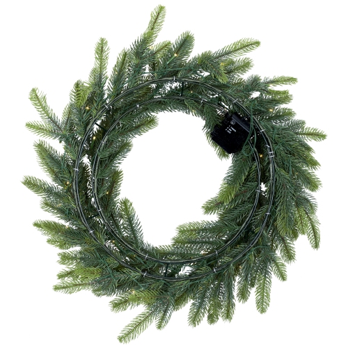 Real Touch™ B/O Pre-Lit Noble Fir Christmas Wreath - 24" - Warm White LED