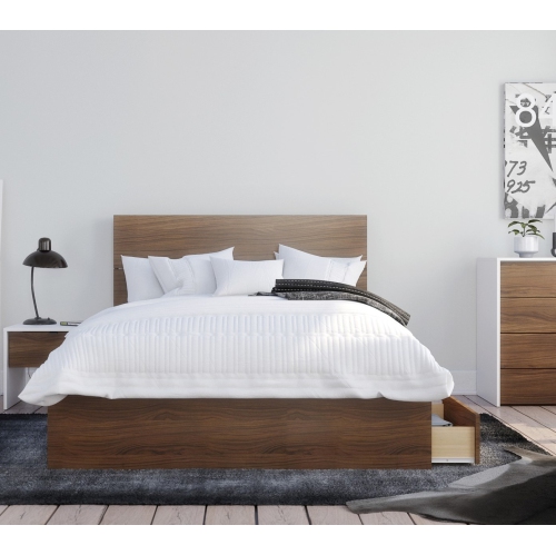 Ensemble pour chambre à coucher 3 pièces avec cadre de lit, tête de lit et table de chevet de Nexera