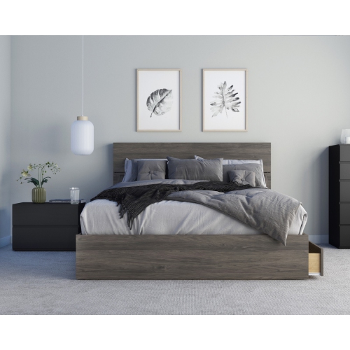 Ensemble pour chambre à coucher 3 pièces avec cadre de lit, tête de lit et table de chevet de Nexera