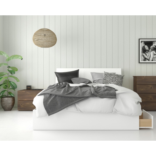 Ensemble pour chambre à coucher 3 pièces avec cadre de lit, tête de lit et table de chevet de Nexera