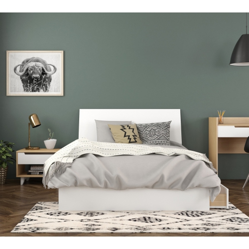 Ensemble pour chambre à coucher 3 pièces avec cadre de lit, tête de lit et table de chevet de Nexera