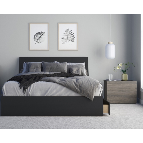 Ensemble pour chambre à coucher 3 pièces avec cadre de lit, tête de lit et table de chevet de Nexera