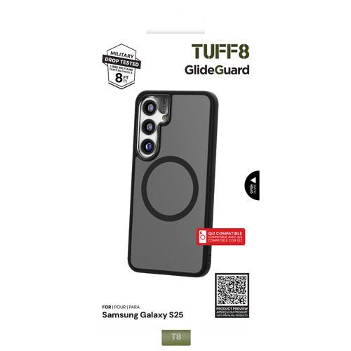 Étui robuste GlideGuard de TUFF8 avec MagSafe pour Galaxy S25 - Noir fumé