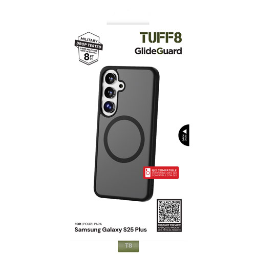 Étui robuste GlideGuard de TUFF8 avec MagSafe pour Galaxy S25+ - Noir fumé