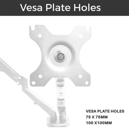 MotionGrey Single Metal Computer Monitor Arm Stand Universal Vesa Mount Arms Installation for up to 28 Inch Screen for Desk - White