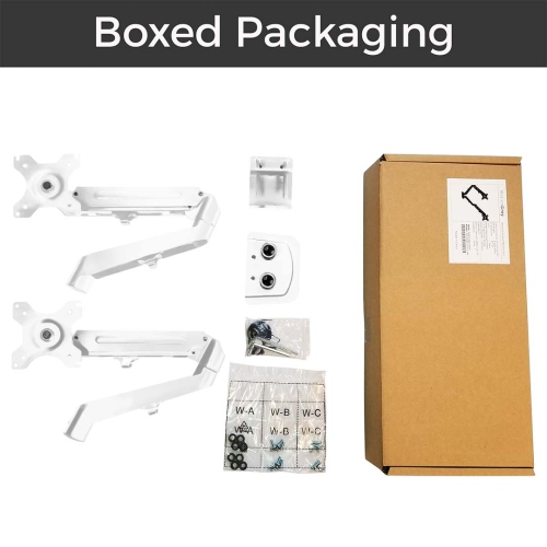 MotionGrey Single Metal Computer Monitor Arm Stand Universal Vesa Mount Arms Installation for up to 28 Inch Screen for Desk - White