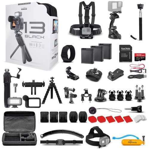 Caméra d'action GoPro HERO13 édition Creator avec 64&nbsp;Go, trousse de 50 accessoires DiGiNerds et 2 batteries