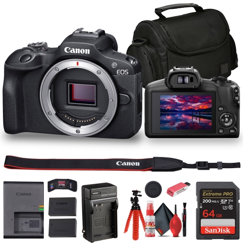 CANON  - Eos R100 Mirrorless Camera (6052C002) + Bag + 64GB Card + Lpe17 Battery + More