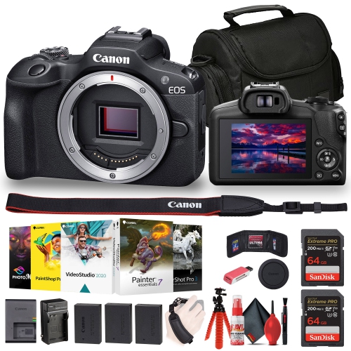 CANON  - Eos R100 Mirrorless Camera + Corel Photo Software + Bag + 2 X 64GB Card + More