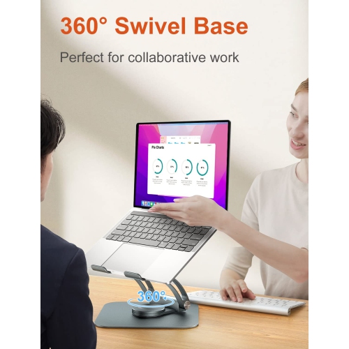 Swivel Laptop Stand for Desk, Ergonomic Laptop Holder with 360° Rotating Base, Adjustable Computer Stand Laptop Riser Compatible with Air, Pro, All