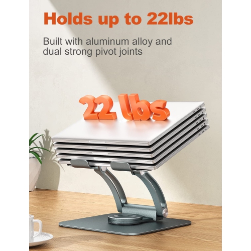 Swivel Laptop Stand for Desk, Ergonomic Laptop Holder with 360° Rotating Base, Adjustable Computer Stand Laptop Riser Compatible with Air, Pro, All