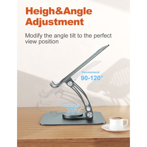 Swivel Laptop Stand for Desk, Ergonomic Laptop Holder with 360° Rotating Base, Adjustable Computer Stand Laptop Riser Compatible with Air, Pro, All