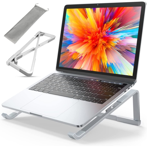 HLD  Foldable Laptop Stand for Desk, Portable Computer Stand, Ergonomic Aluminum Macbook Stand, Laptop Riser Holder Compatible \w Macbook Air Pro