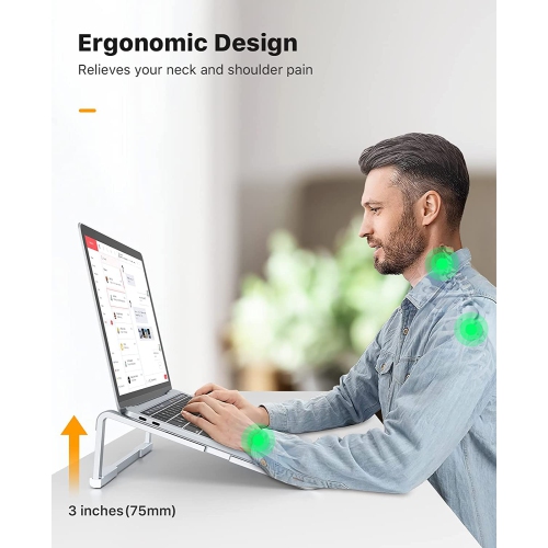 Foldable Laptop Stand for Desk, Portable Computer Stand, Ergonomic Aluminum MacBook Stand, Laptop Riser Holder Compatible with MacBook Air Pro, Dell