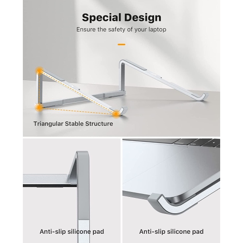 Foldable Laptop Stand for Desk, Portable Computer Stand, Ergonomic Aluminum MacBook Stand, Laptop Riser Holder Compatible with MacBook Air Pro, Dell