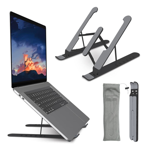 HLD  Laptop Stand, Foldable Portable Desktop Laptop Holder, 6-Levels Angles Adjustable Height Notebook Mount, Abs&containing Metals Stable PC Riser For