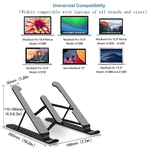 Laptop Stand,Foldable Portable Desktop Laptop Holder, 6-Levels Angles Adjustable Height Notebook Mount, ABS&Containing Metals Stable PC Riser for