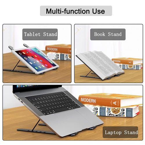 Laptop Stand,Foldable Portable Desktop Laptop Holder, 6-Levels Angles Adjustable Height Notebook Mount, ABS&Containing Metals Stable PC Riser for
