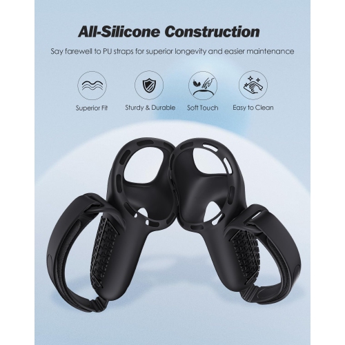 Upgraded Controller Grips Cover Compatible with Meta Quest 3S/Quest 3 Accessories, All-Silicone Controller Grips for Quest 3S/Quest 3 with Battery