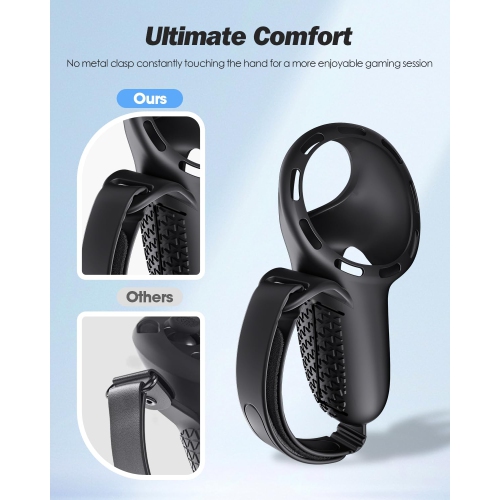 Upgraded Controller Grips Cover Compatible with Meta Quest 3S/Quest 3 Accessories, All-Silicone Controller Grips for Quest 3S/Quest 3 with Battery