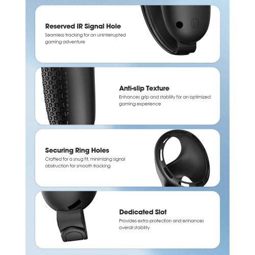 Upgraded Controller Grips Cover Compatible with Meta Quest 3S/Quest 3 Accessories, All-Silicone Controller Grips for Quest 3S/Quest 3 with Battery