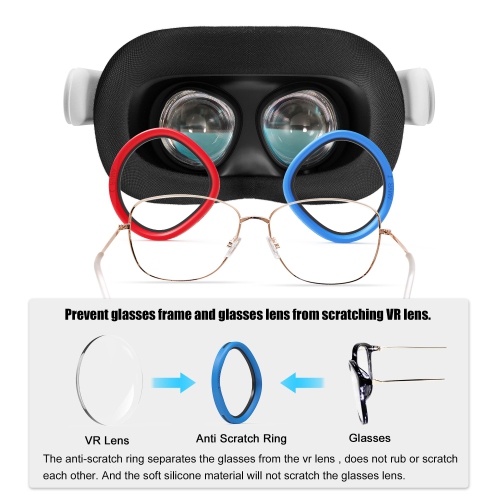 6 Pair Glasses Spacer for Oculus Quest 3s/Quest 2, VR Lens Protector Accessories Silicone Anti-Scratch Ring to Protect Headset Lens and Glasses