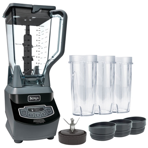 Refurbished Ninja Professional 2.1L 1100-Watt Countertop Blender with Nutri Ninja Cups - Black