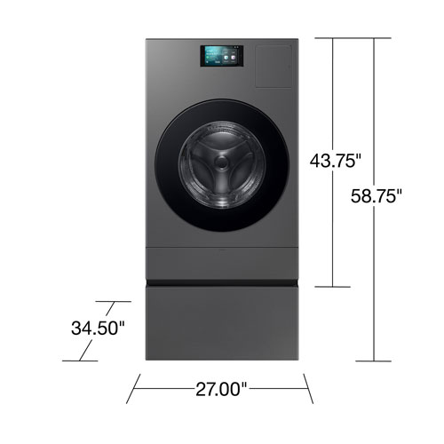 Socle pour combo blanchisserie sur mesure de 27 po BESPOKE IA de Samsung - Acier foncé
