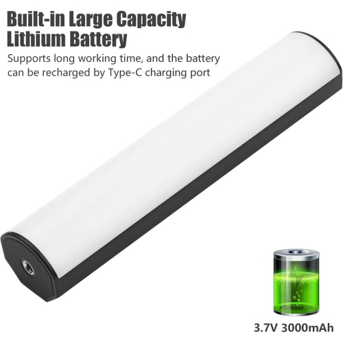 1-pcs LED Video Light, Rechargeable Photography Light Bar RGB Fill Light 2500K-9000K Dimmable CRI95 + LCD Screen Magnetic Back with Tripod for Vlog