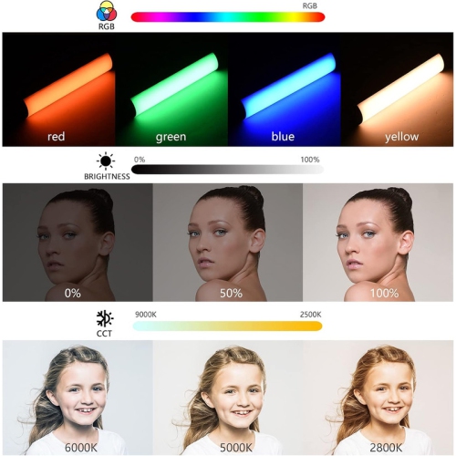 1-pcs LED Video Light, Rechargeable Photography Light Bar RGB Fill Light 2500K-9000K Dimmable CRI95 + LCD Screen Magnetic Back with Tripod for Vlog