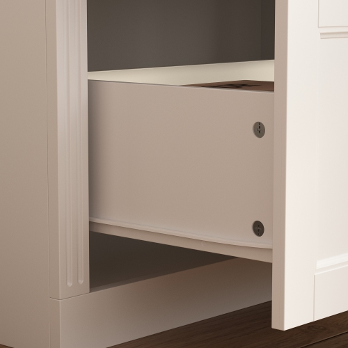 Homsee Elegant Glass Door Bookcase with Adjustable Shelves and Spacious Drawers for Living Room or Home Office Storage White