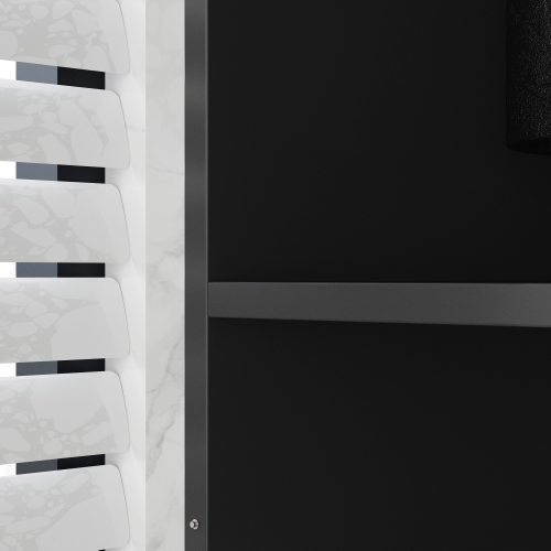 Homsee Sleek Display Cabinet with Glass Doors, Adjustable Shelves, and Integrated LED Lighting Black