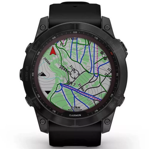 Montre intel. Multisport Bluetooth Fenix 7X Sapphire 51&nbsp;mm Garmin - Gris carbone/Noir/Dos titane