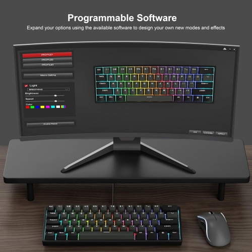 60 Percent Keyboard with Hot Swappable - Mechanical Black Keyboard, RGB Backlit Wired Gaming Keyboard, PBT Cherry Keycaps, Pre-lubed Linear Switch,