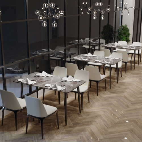 48 x 28 Inch Kitchen Dining Table:Modern Rectangular Breakfast Table Sintered Stone Marble Effect Table Top with Tapered Metal Legs for Restaurant