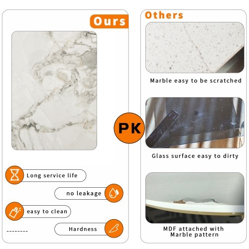 48 x 28 Inch Kitchen Dining Table:Modern Rectangular Breakfast Table Sintered Stone Marble Effect Table Top with Tapered Metal Legs for Restaurant