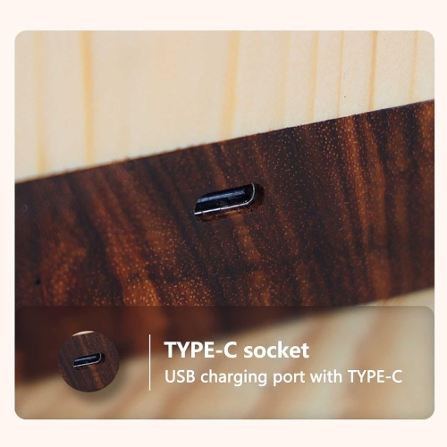 Plafonnier moderne Créatif Atmosphère Decora, Style rustique Lampe de bureau Vintage alimentée par piles, Veilleuse portative en bois fabriqué à la