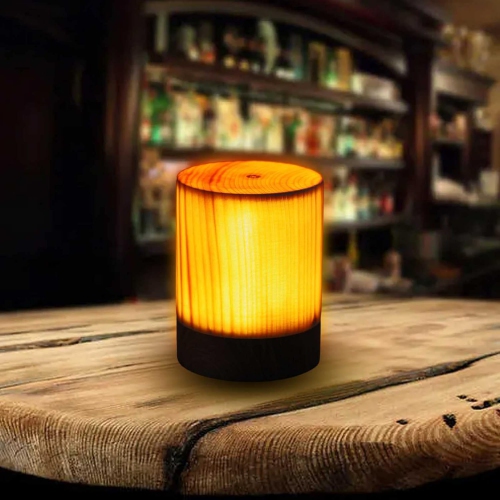 Plafonnier moderne Créatif Atmosphère Decora, Style rustique Lampe de bureau Vintage alimentée par piles, Veilleuse portative en bois fabriqué à la