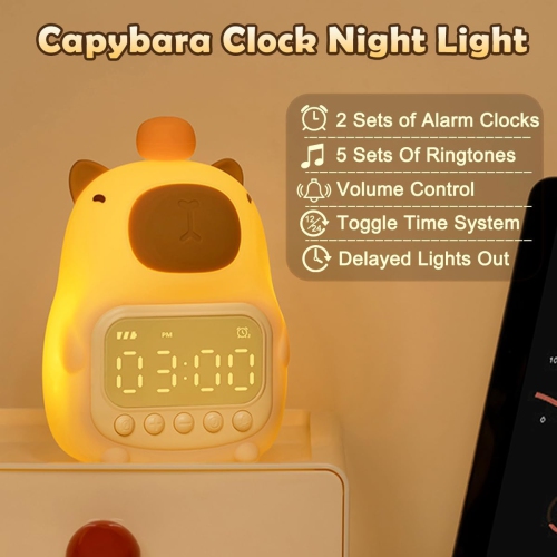 Veilleuse Capybara, lampe de réveil amusante pour enfants, veilleuse pour chambre d'enfant, horloge d'entraînement au sommeil, cadeau d'anniversaire