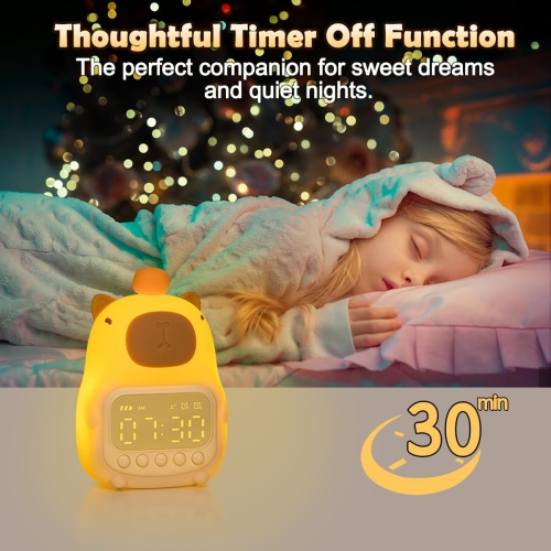 Veilleuse Capybara, lampe de réveil amusante pour enfants, veilleuse pour chambre d'enfant, horloge d'entraînement au sommeil, cadeau d'anniversaire