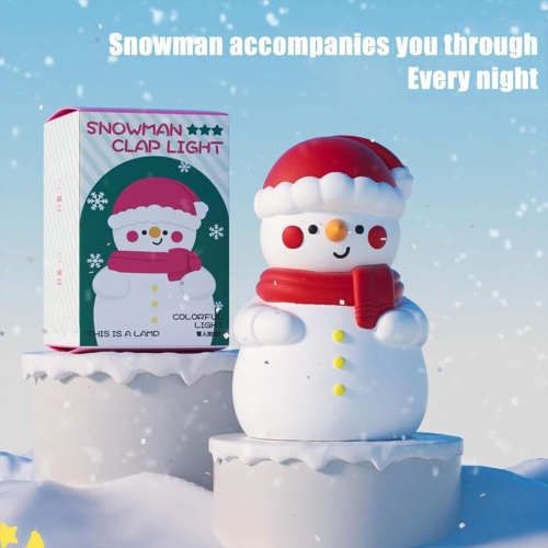 Christmas LED Night Light, 3-Level Dimmable Nursery Christmas Tree Nightlight Decorations, Silicone Pinchable Touch Christmas Snowman Color Changing